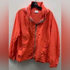 Columbia  Ladies Orange Lightweight Hooded Full-Zip Windbreaker Size XL